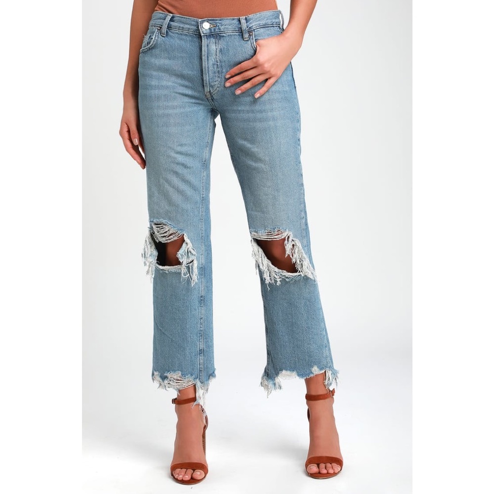 Free People Maggie light wash mid-rise distressed jeans